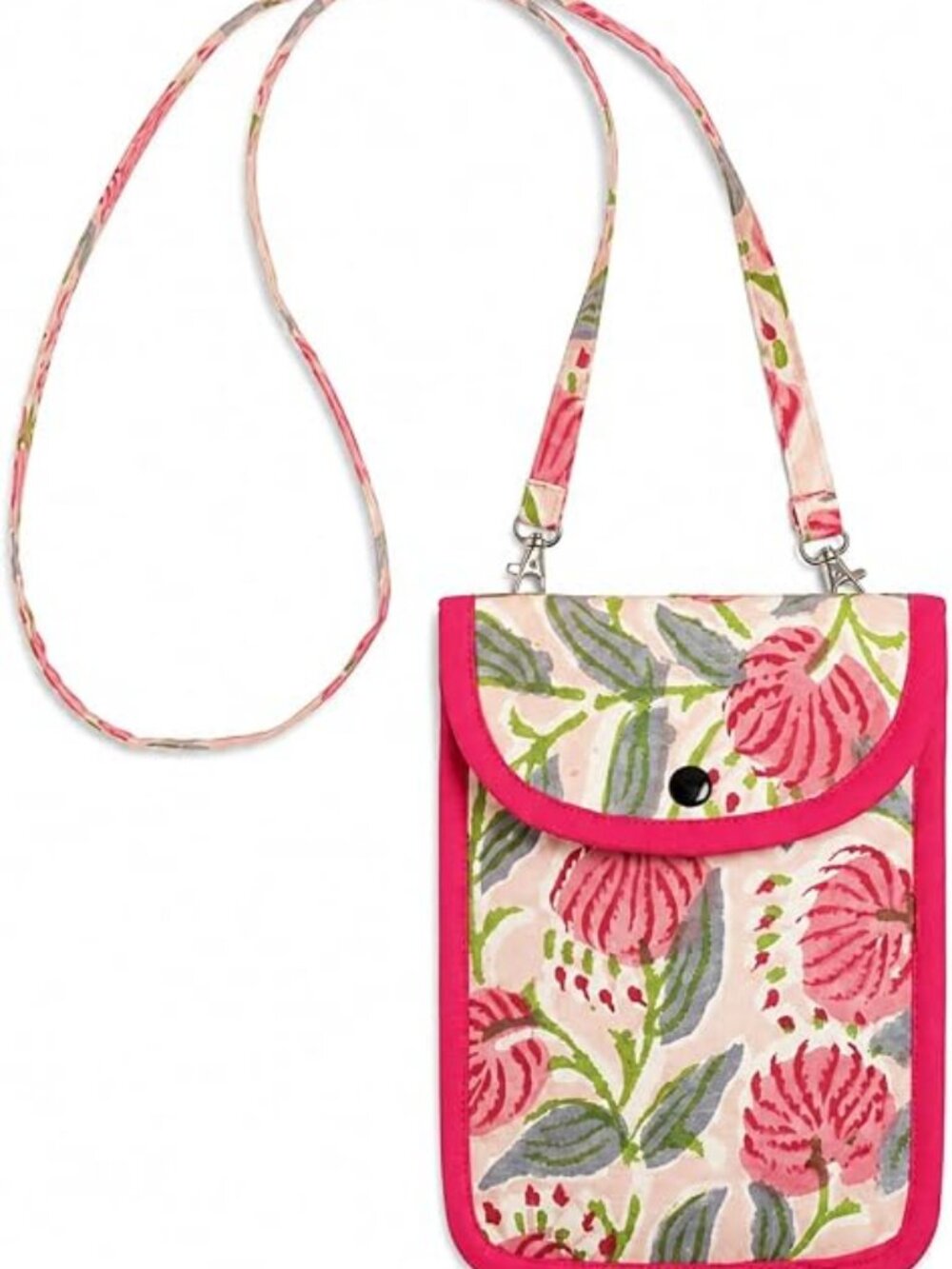 Cotton Sling Bag for Women – Floral Print Mobile Bag with Adjustable Strap,Water